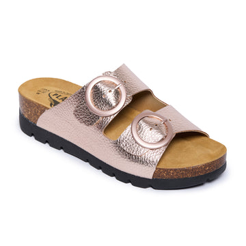 Plakton Two-Straps Sandal – Cora Metallic Rose